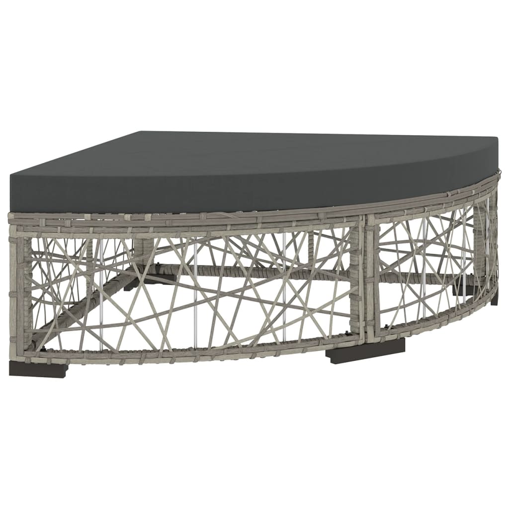 6-tlg. Garten-Lounge-Set mit Kissen Poly Rattan Grau