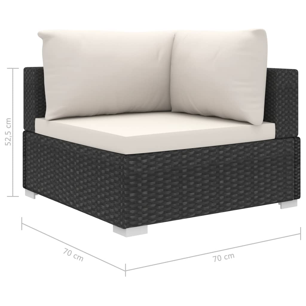 10-tlg. Garten-Lounge-Set mit Auflagen Poly Rattan Schwarz