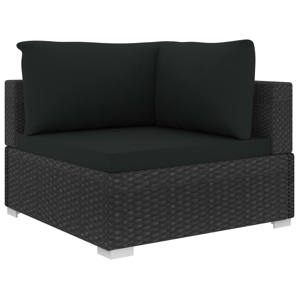 10-tlg. Garten-Lounge-Set mit Auflagen Poly Rattan Schwarz