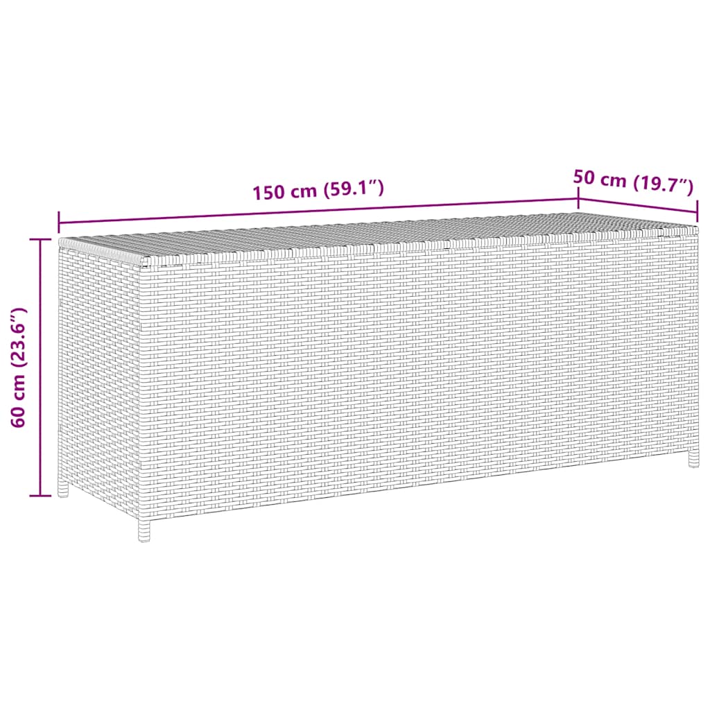 Garten-Auflagenbox Grau 150x50x60 cm Poly Rattan