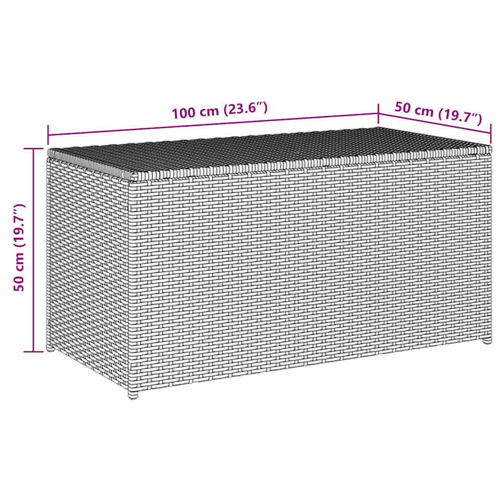Gartenbox Poly Rattan 100x50x50 cm Braun