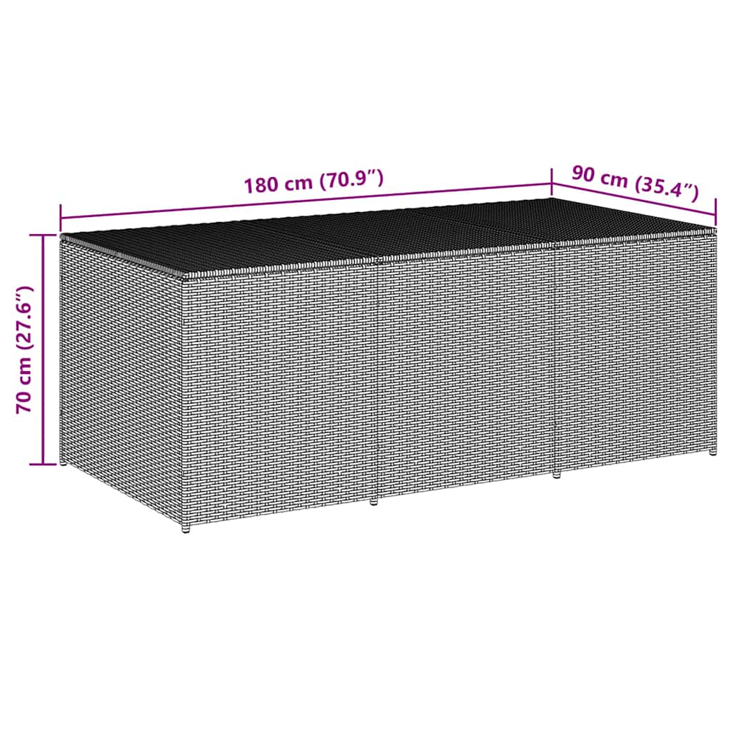 Gartenbox Poly Rattan 180x90x70 cm Grau