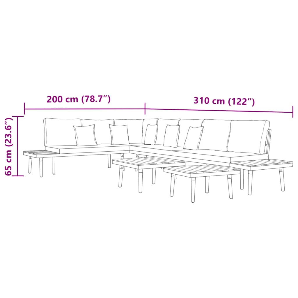 7-tlg. Garten-Lounge-Set mit Kissen Massivholz Akazie Braun