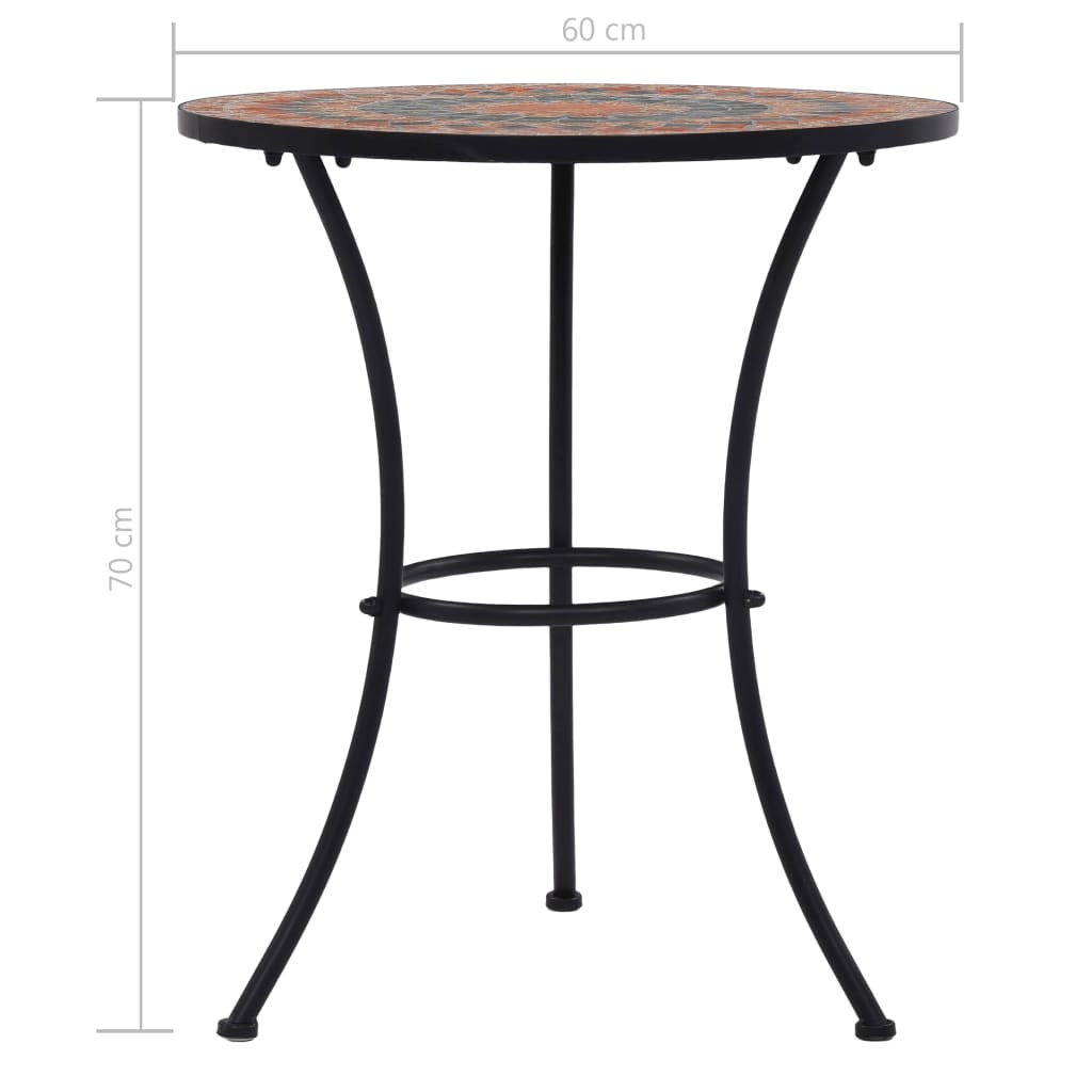 Mosaik-Bistrotisch Orange/Grau 60 cm Keramik