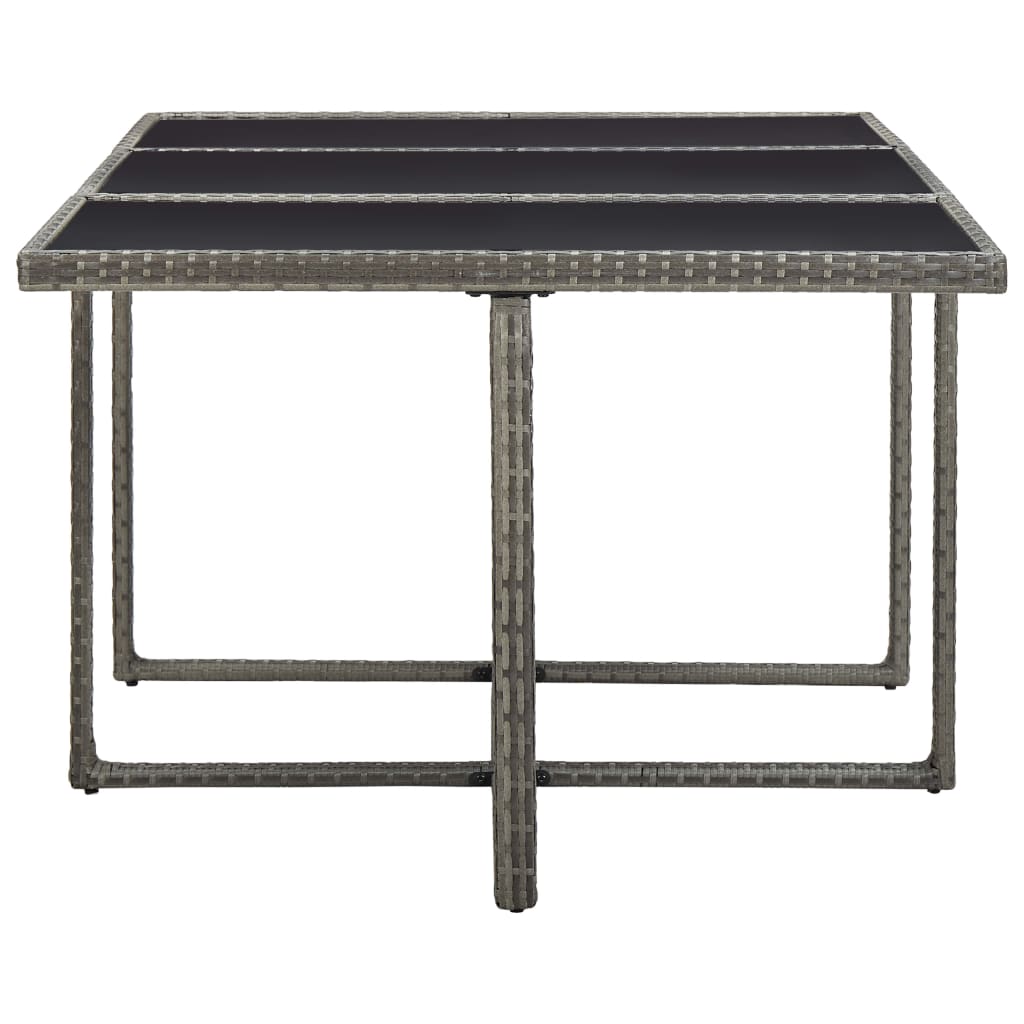 11-tlg. Garten-Essgruppe mit Auflagen Poly Rattan Grau