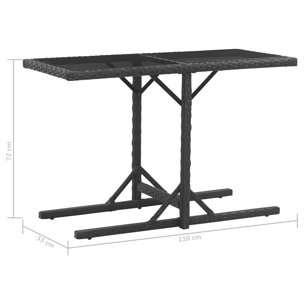 3-tlg. Garten-Essgruppe mit Auflagen Poly Rattan Schwarz