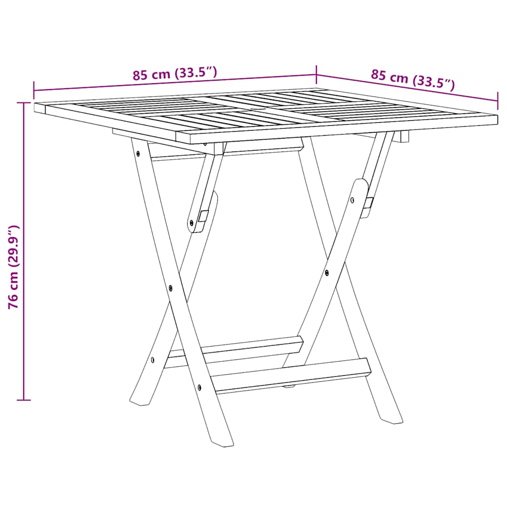 Gartentisch Klappbar 85x85x76 cm Teak Massivholz