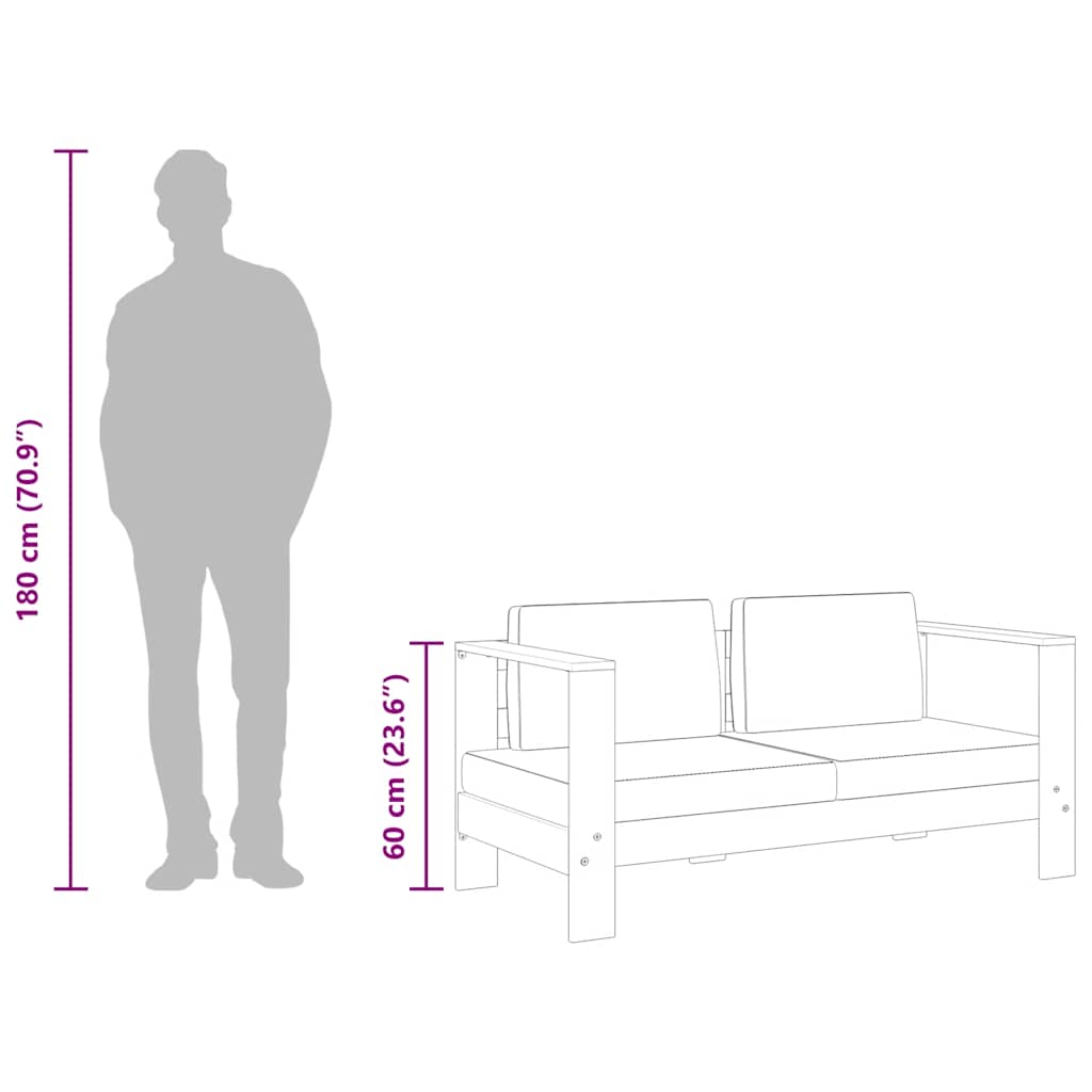 Gartensofa mit Kissen 140 cm Akazien Massivholz Cremeweiß