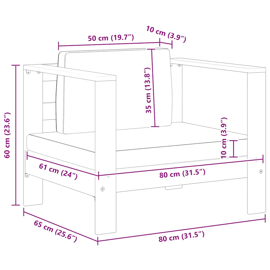 Gartenstuhl mit Auflagen Dunkelgrau Akazie Massivholz