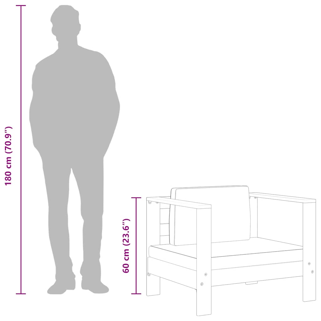 Gartenstuhl mit Auflagen Dunkelgrau Akazie Massivholz