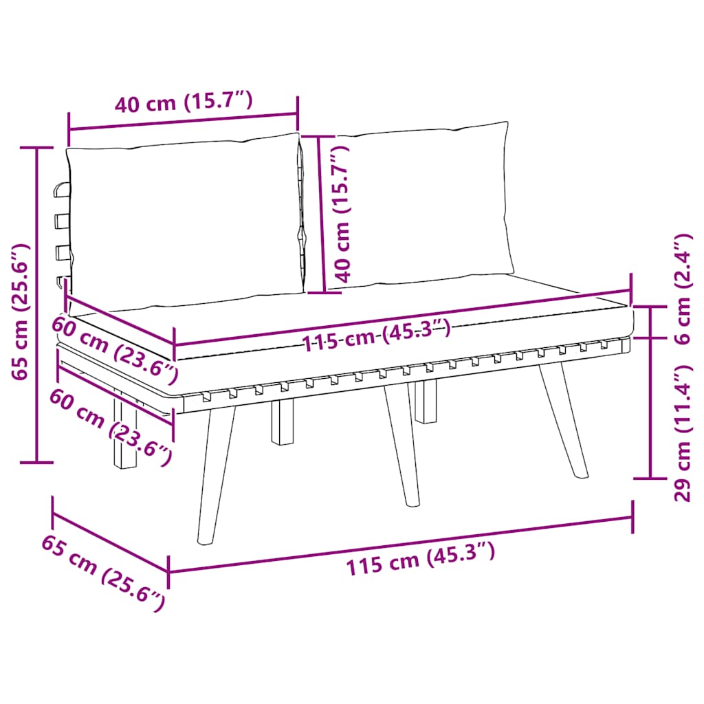 Gartenbank mit Kissen 115 cm Massivholz Akazie