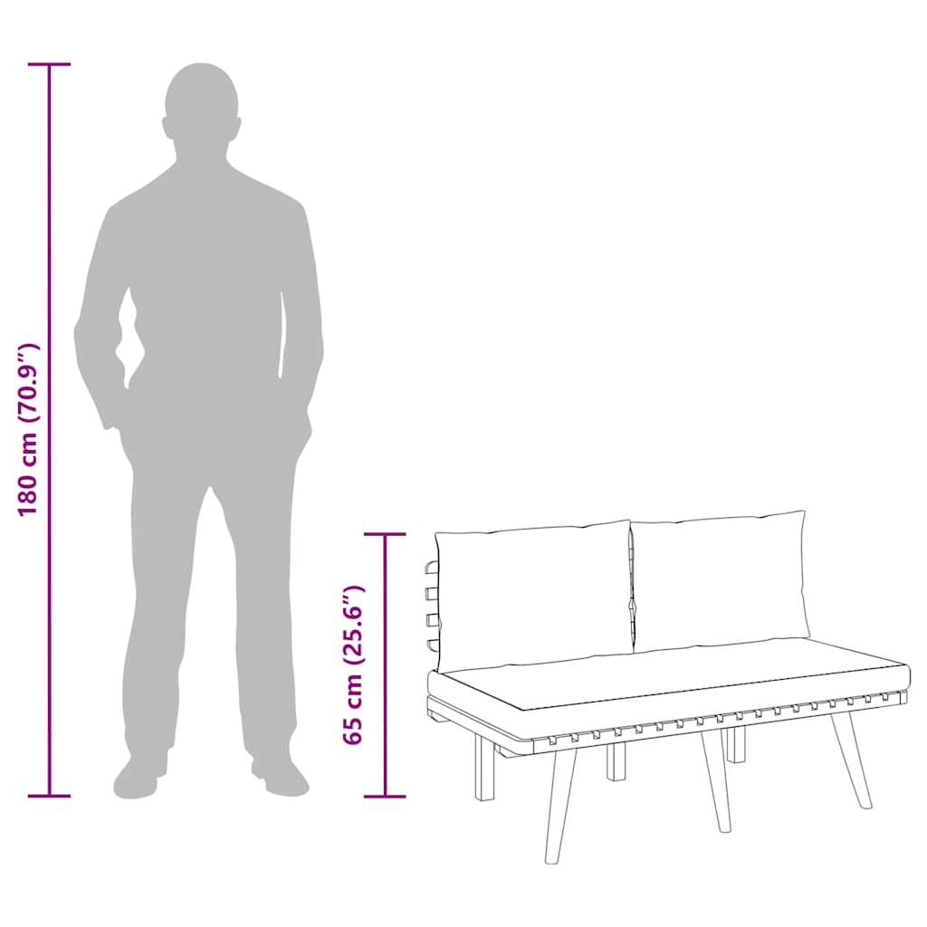 Gartenbank mit Kissen 115 cm Massivholz Akazie