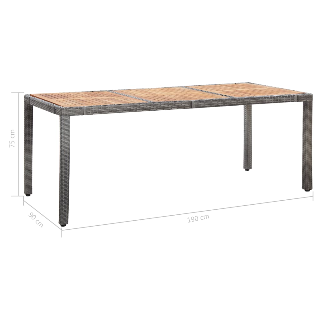 9-tlg. Garten-Essgruppe mit Auflagen Poly Rattan Grau