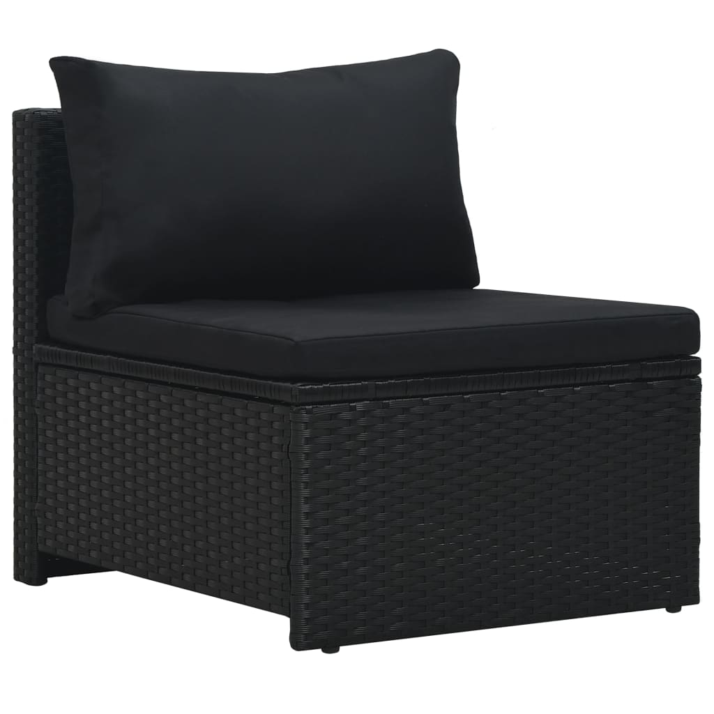 6-tlg. Garten-Lounge-Set mit Auflagen Poly Rattan Schwarz