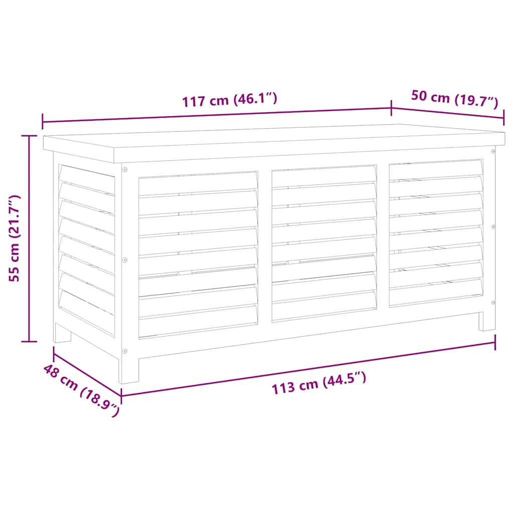 Gartenbox 117x50x55 cm Eukalyptus Massivholz