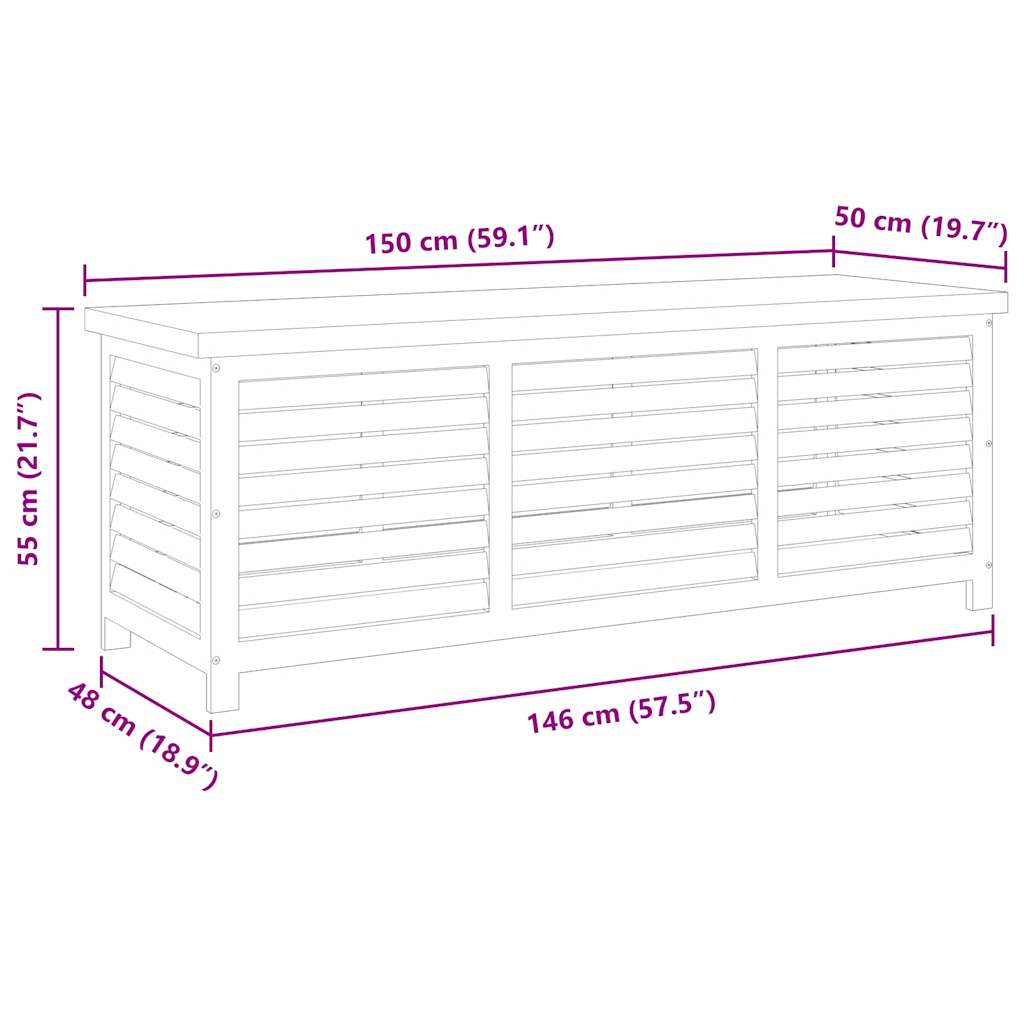 Gartenbox 150x50x55 cm Eukalyptus Massivholz