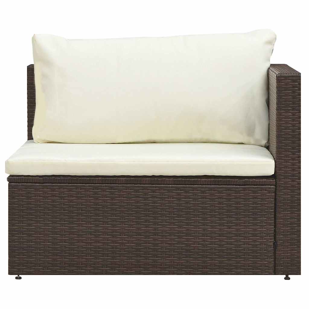 5-tlg. Garten-Lounge-Set mit Auflagen Poly Rattan Braun