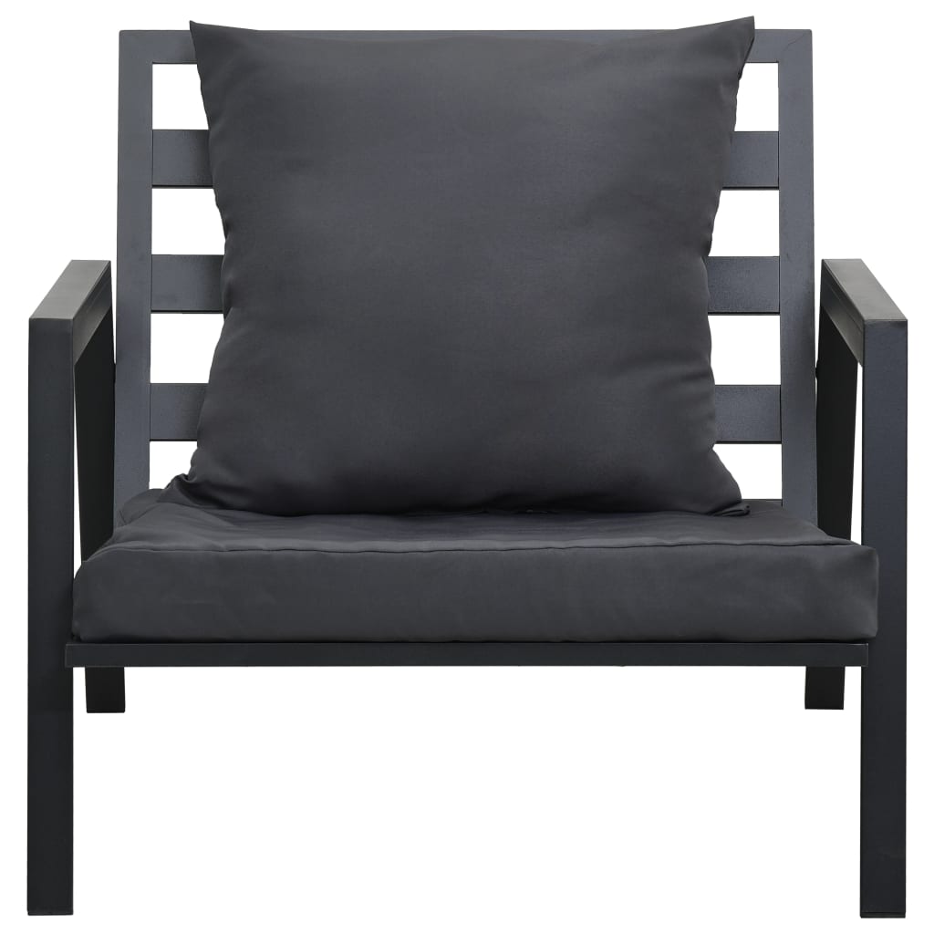5-tlg. Garten-Lounge-Set mit Auflagen Aluminium Dunkelgrau