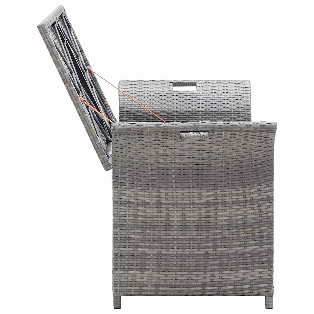 Sitzbank mit Stauraum und Kissen Grau 138 cm Poly Rattan