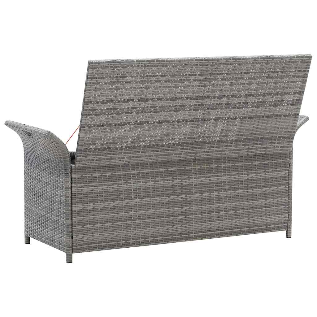 Sitzbank mit Stauraum und Kissen Grau 138 cm Poly Rattan