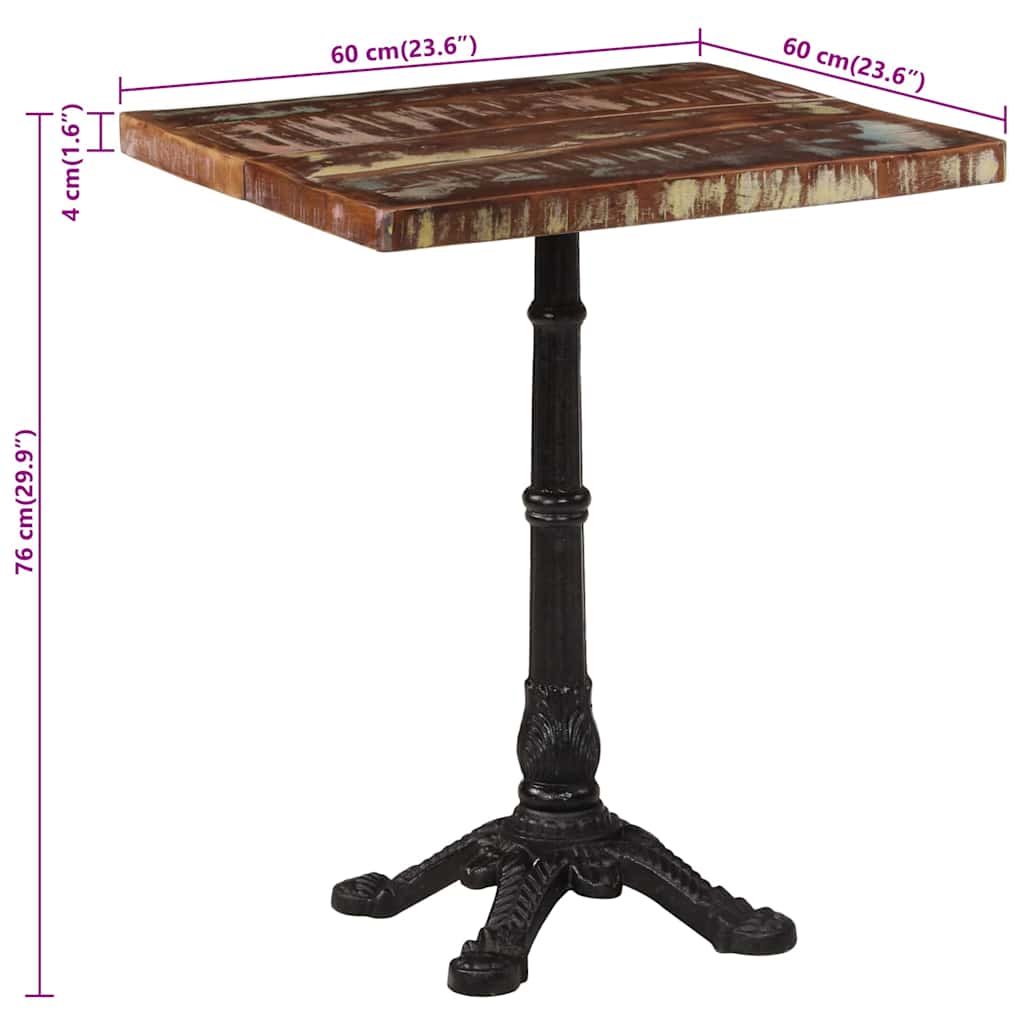 Bistrotisch 60x60x76 cm Altholz Massiv