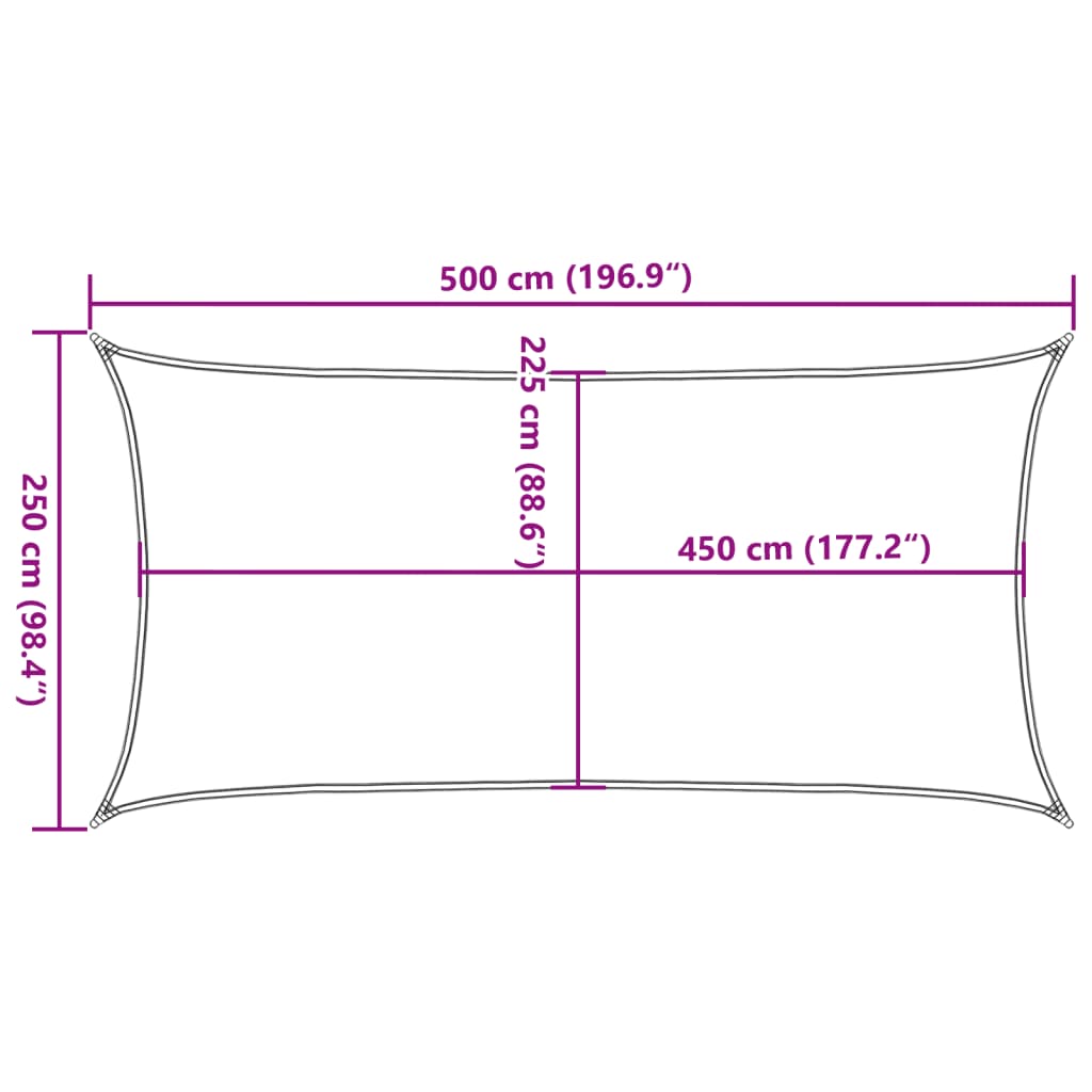 Sonnensegel 160 g/m² Anthrazit 2,5x5 m HDPE