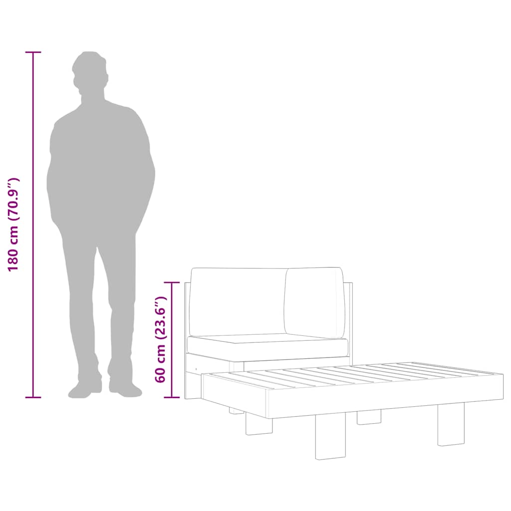 2-tlg. Garten-Lounge-Set mit Dunkelgrauen Kissen Akazienholz