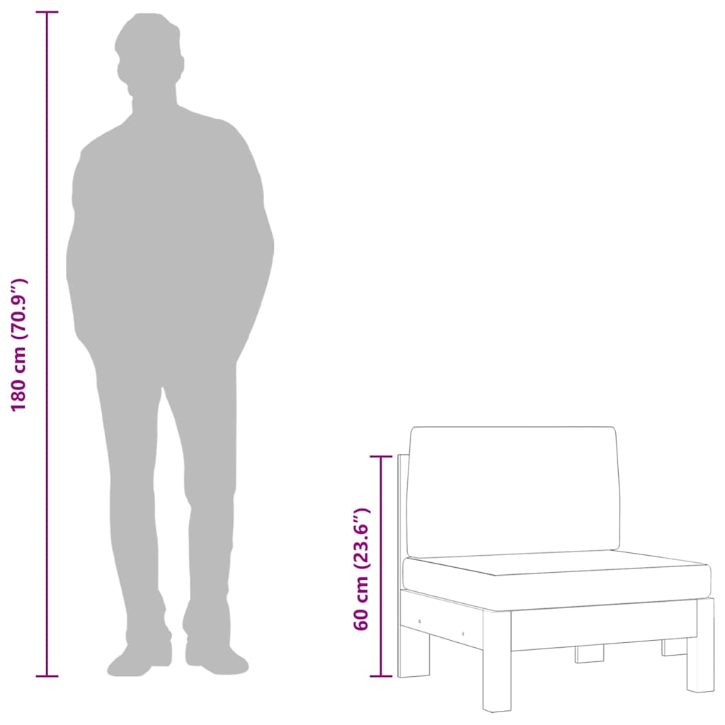 Mittelsofas 2 Stk. mit Dunkelgrauen Kissen Massivholz Akazie