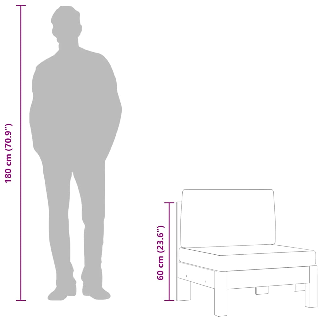 Mittelsofa mit Cremeweißen Kissen Massivholz Akazie