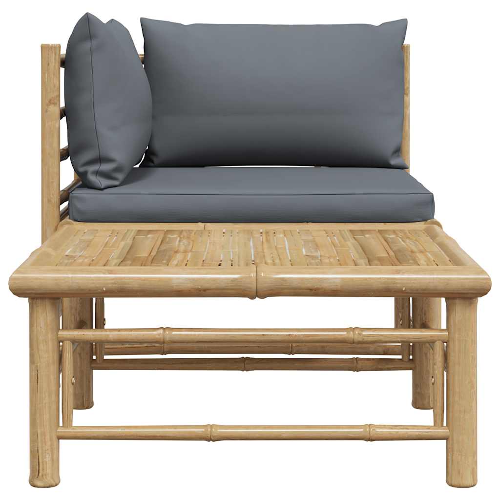2-tlg. Garten-Lounge-Set mit Dunkelgrauen Kissen Bambus