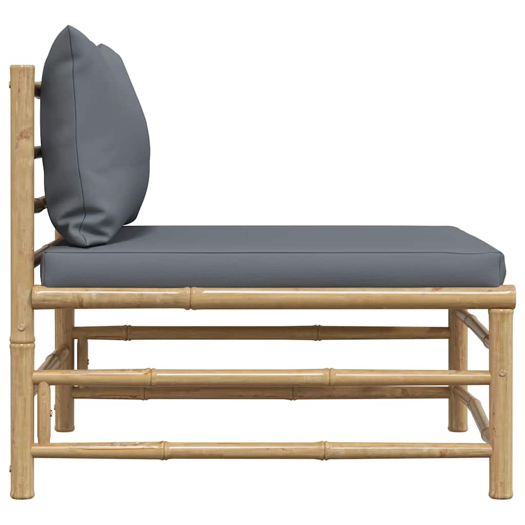 Garten-Mittelsofa mit Dunkelgrauen Kissen Bambus