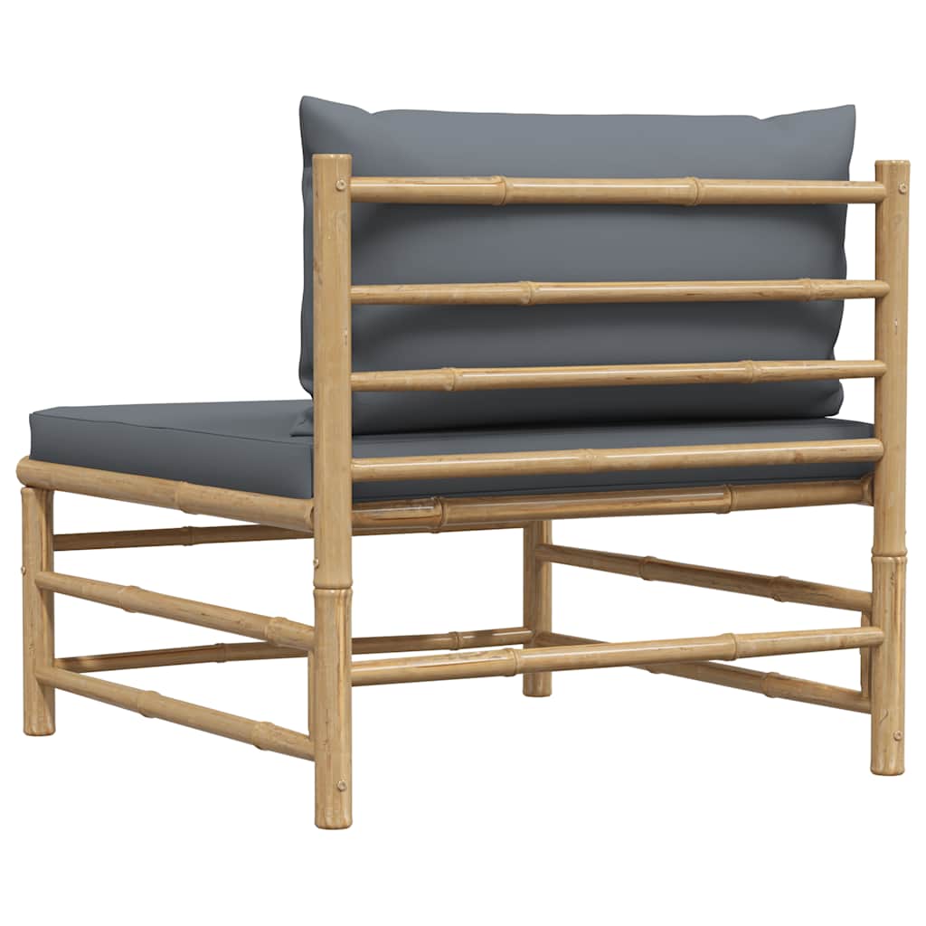 Garten-Mittelsofa mit Dunkelgrauen Kissen Bambus