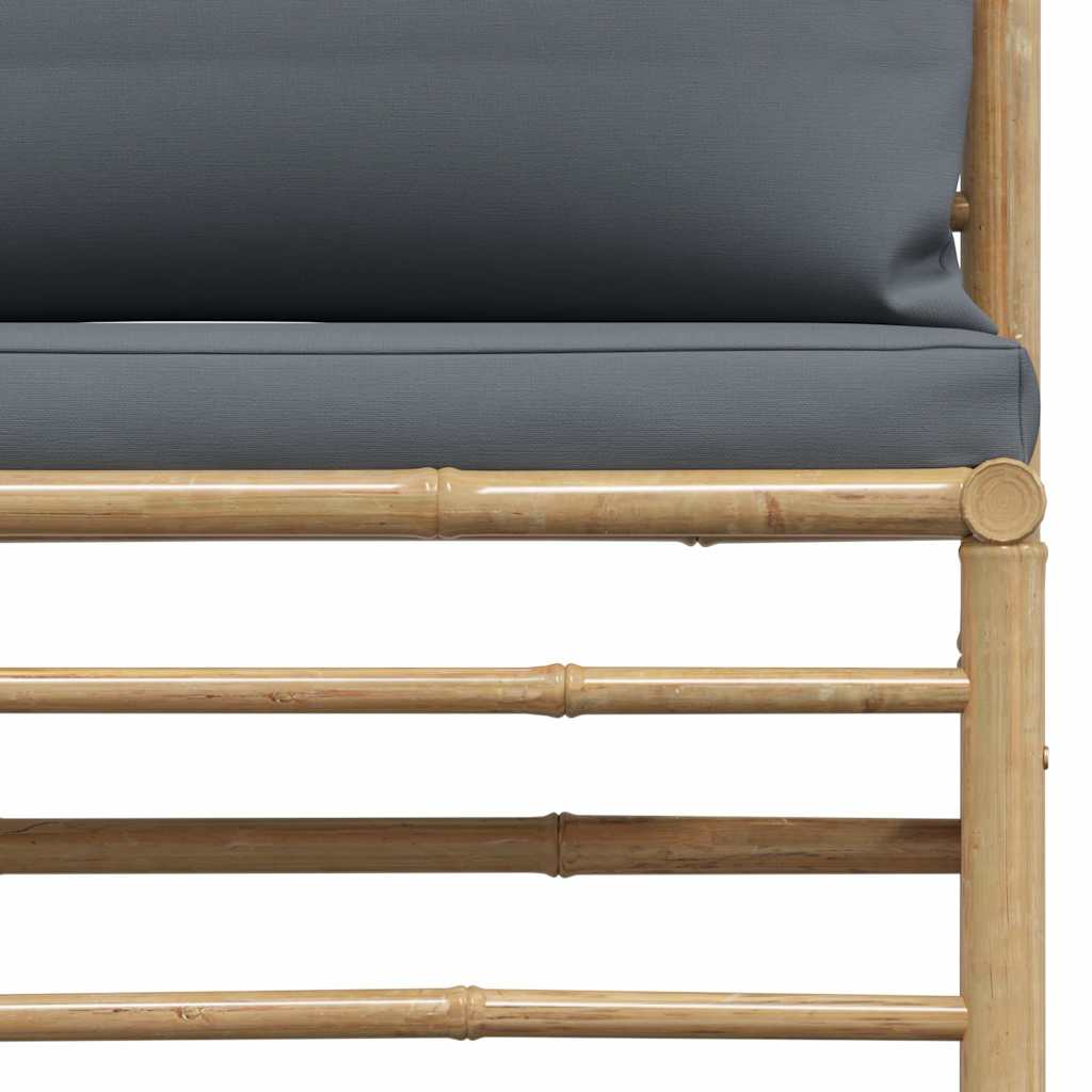 Garten-Mittelsofa mit Dunkelgrauen Kissen Bambus