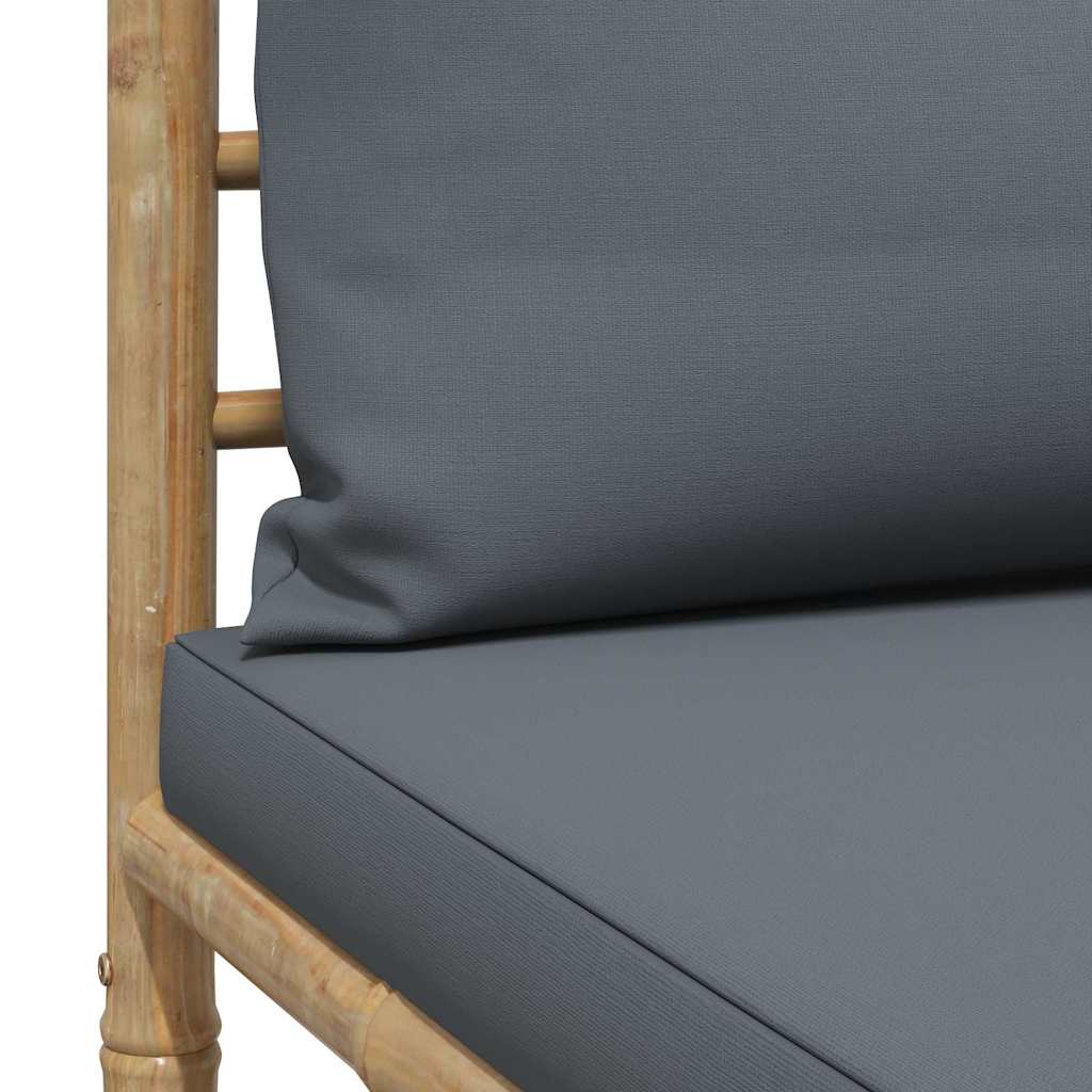 Garten-Mittelsofa mit Dunkelgrauen Kissen Bambus