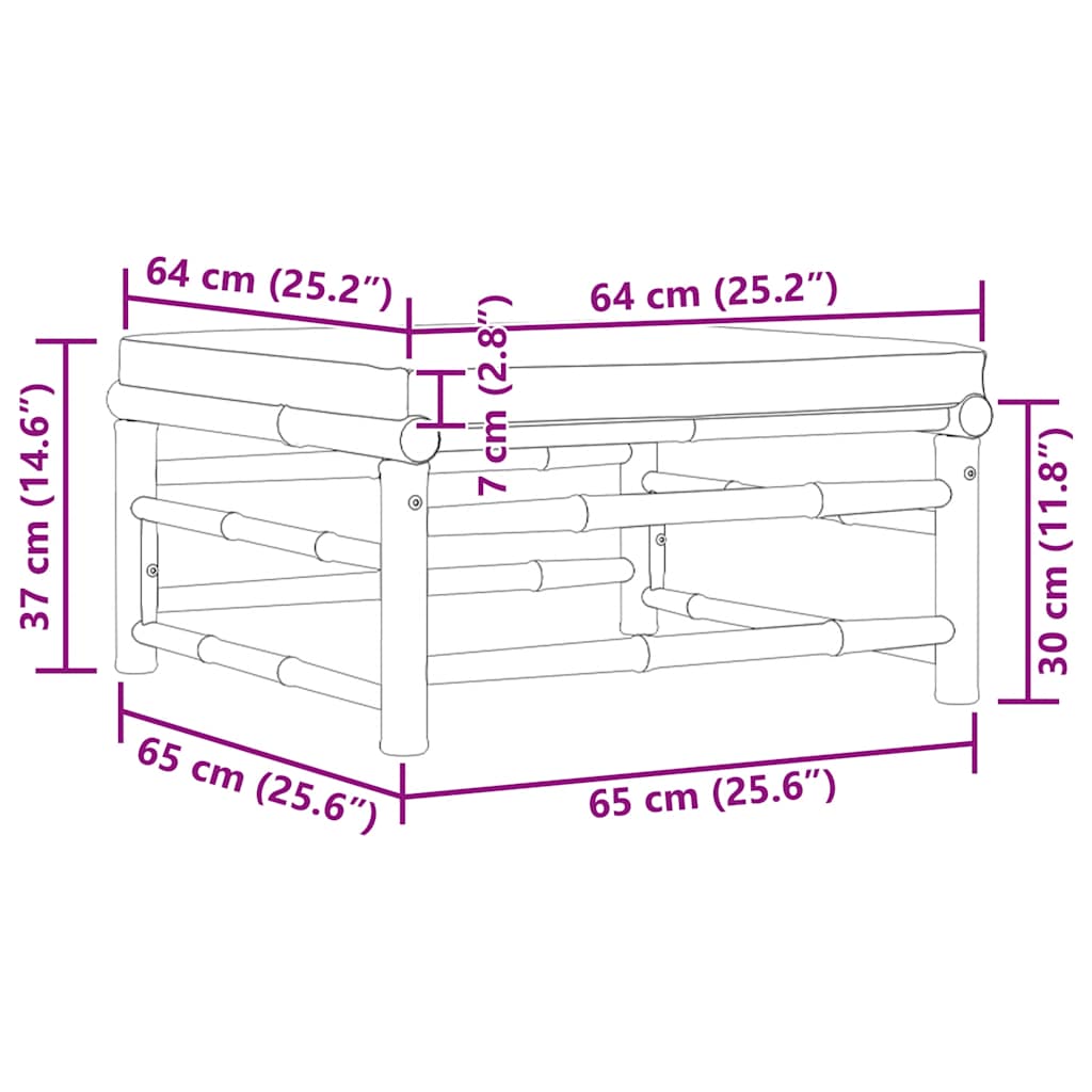 Garten-Fußhocker mit Dunkelgrauem Kissen Bambus