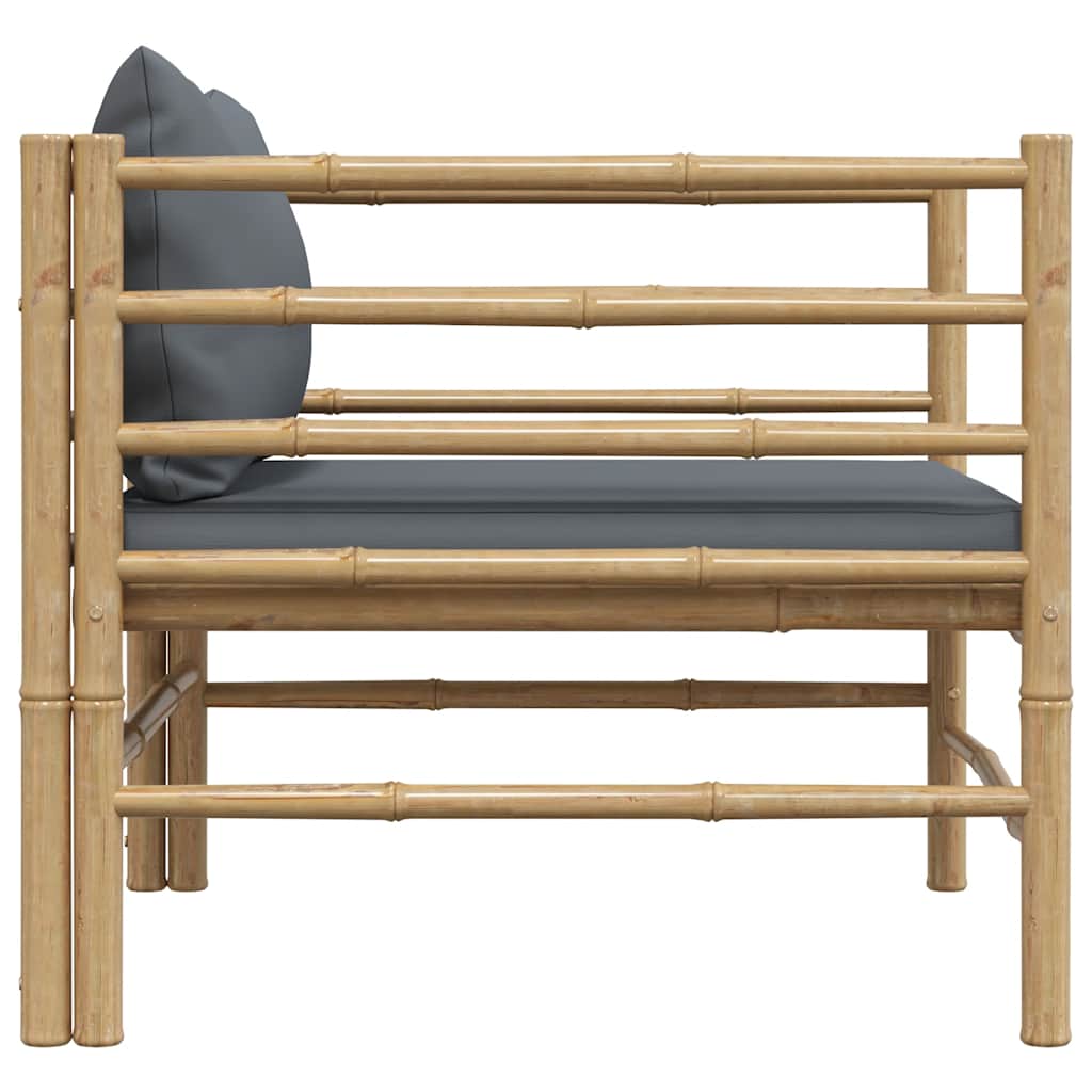 Gartensofa mit Dunkelgrauen Kissen Bambus
