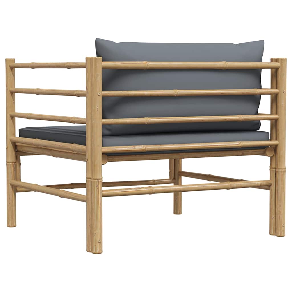 Gartensofa mit Dunkelgrauen Kissen Bambus