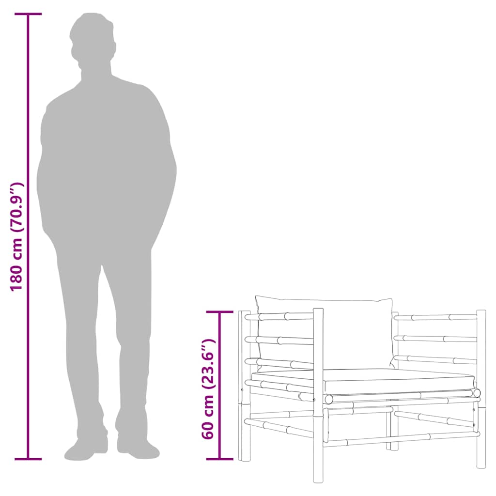Gartensofa mit Dunkelgrauen Kissen Bambus