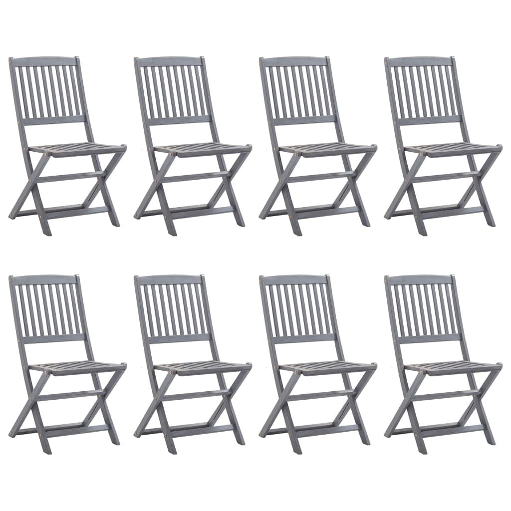 9-tlg. Garten-Essgruppe Massivholz Akazie Grau