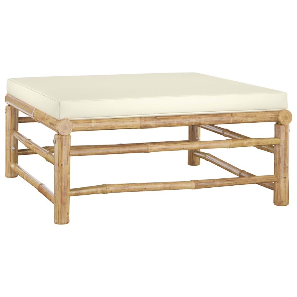 6-tlg. Garten-Lounge-Set mit Cremeweißen Kissen Bambus