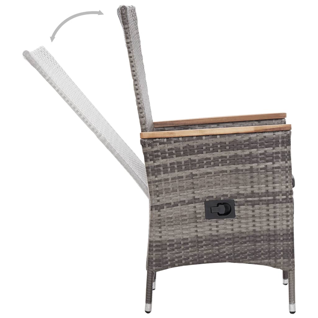 3-tlg. Garten-Lounge-Set mit Kissen Poly Rattan Grau