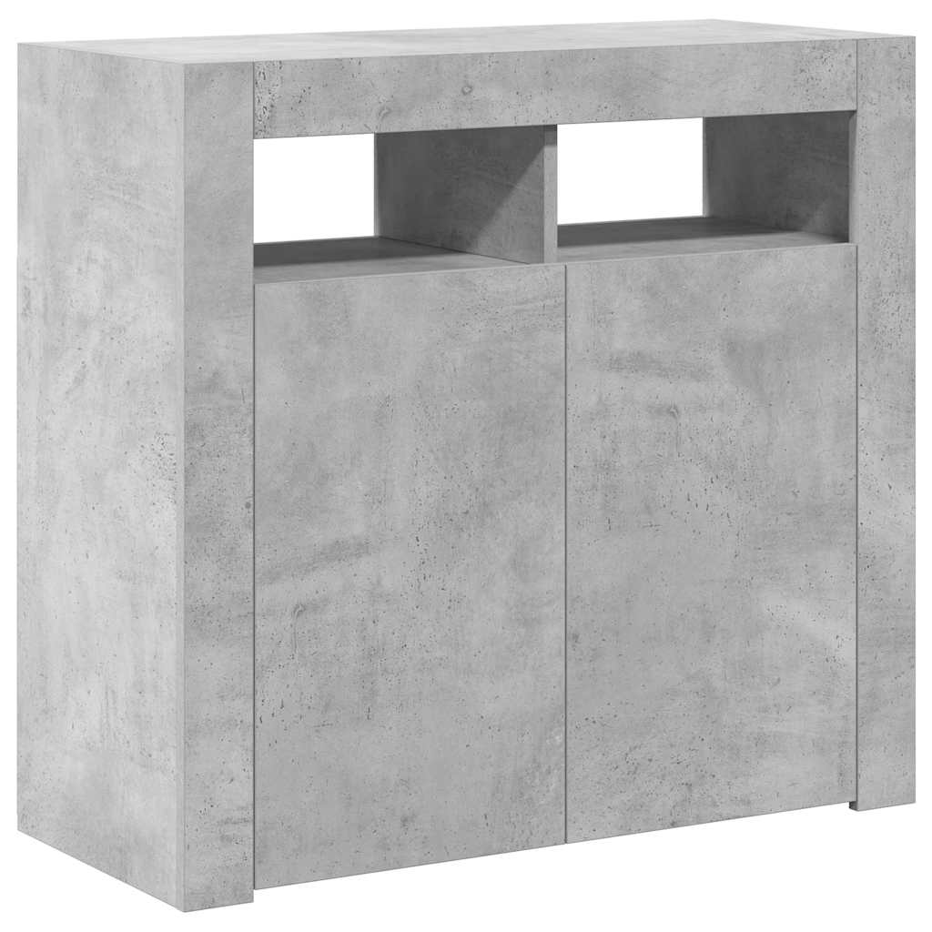 Sideboard mit LED-Leuchten Betongrau 80x35x75 cm