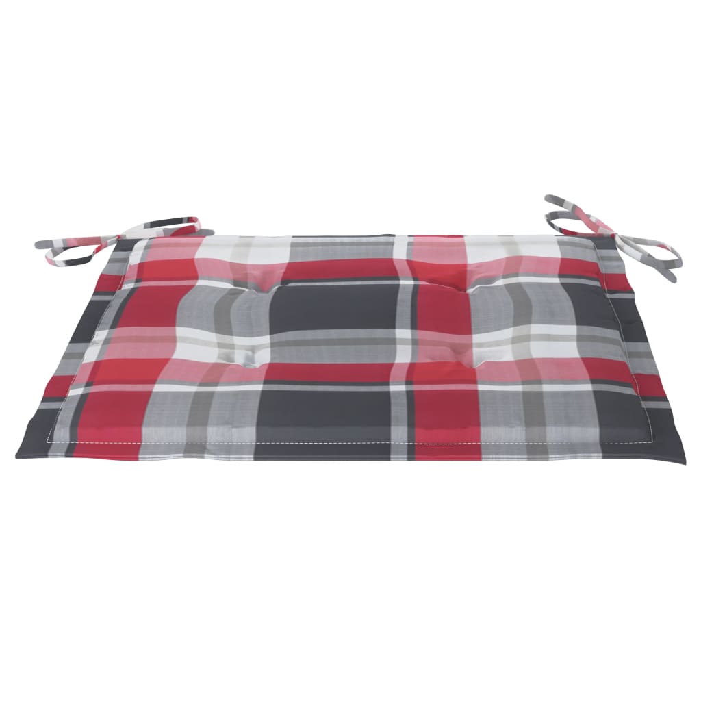 Gartenstühle 2 Stk. Rote Karomuster-Kissen Massivholz Teak