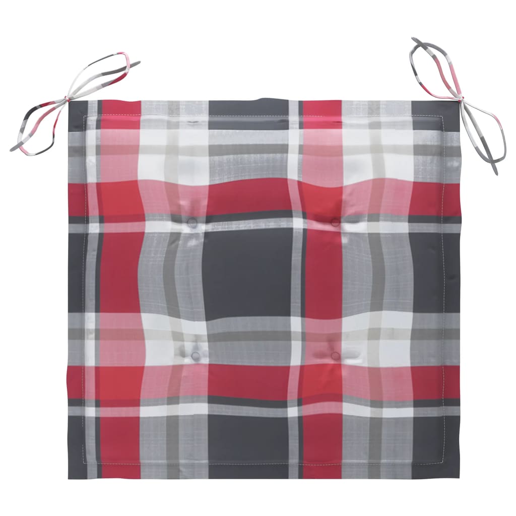 Gartenstühle 2 Stk. Rote Karomuster-Kissen Massivholz Teak