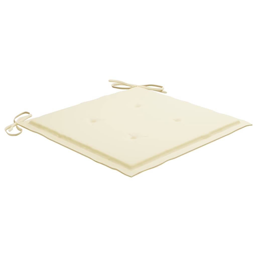 Gartenstühle mit Cremeweißen Kissen 4 Stk. Teak Massivholz