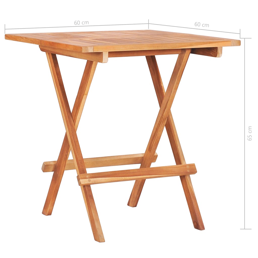 3-tlg. Bistro-Set mit Kissen Rot Karomuster Massivholz Teak