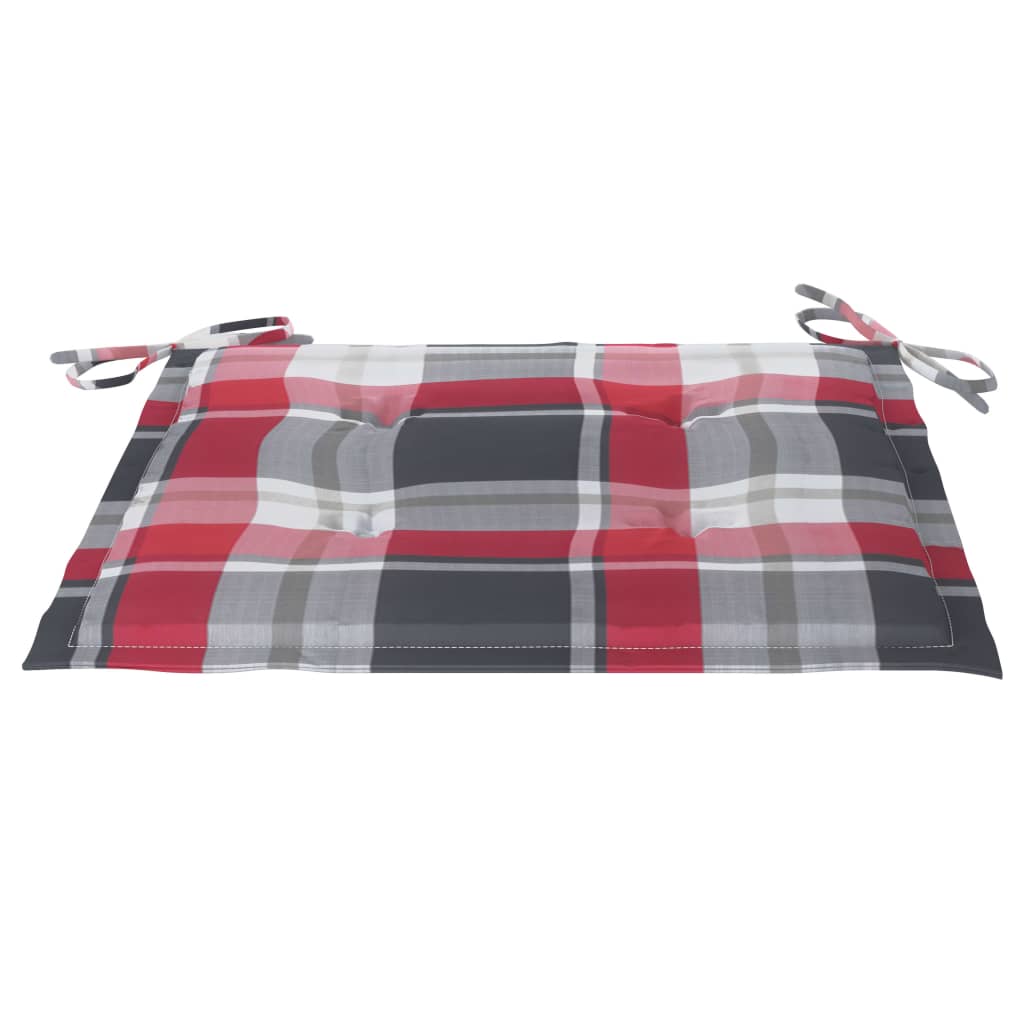 Gartenstühle 2 Stk. Rote Karomuster Kissen Massivholz Teak