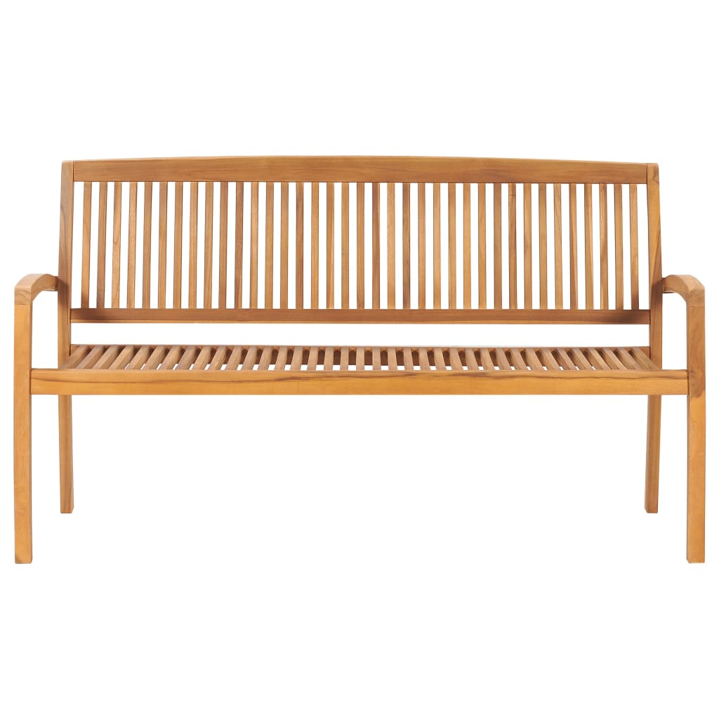 Stapelbare Gartenbank mit Auflage 159 cm Massivholz Teak