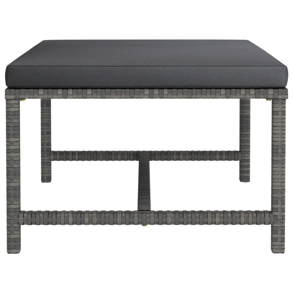 8-tlg. Garten-Lounge-Set mit Kissen Poly Rattan Grau