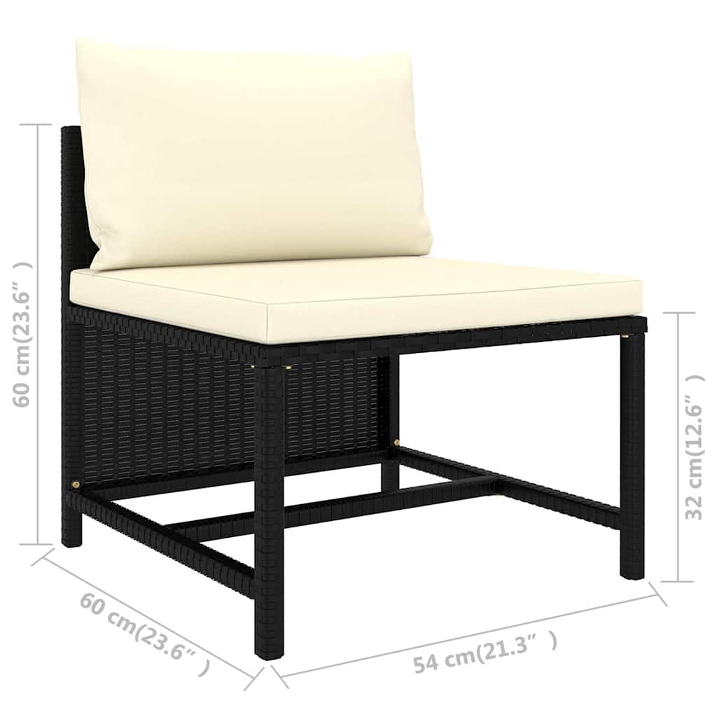 12-tlg. Garten-Lounge-Set mit Kissen Poly Rattan Schwarz